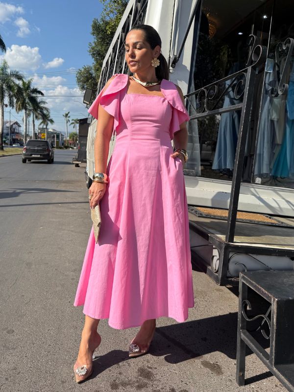 Vestido Tricoline com Manga - Closet Fashion Truck