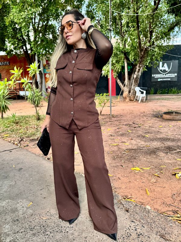 Conjunto Brilhoso Alfaiataria - Closet Fashion Truck