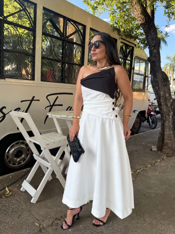 Vestido Alfaiataria P&B - Closet Fashion Truck