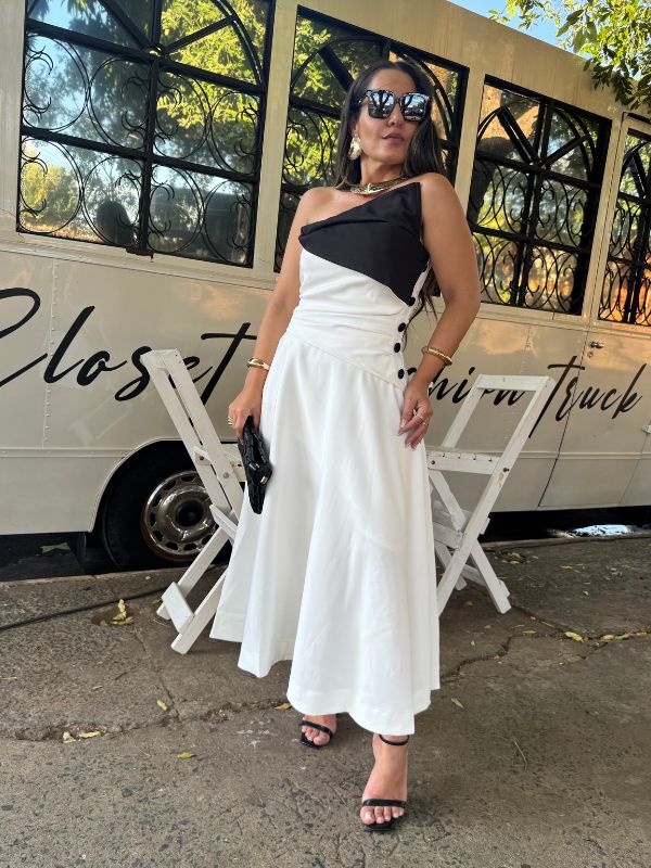 Vestido Alfaiataria P&B - Closet Fashion Truck
