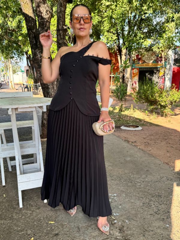 Conjunto Saia Plissada Alfaiataria - Closet Fashion Truck
