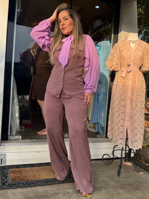 Conjunto Brilhoso Alfaiataria - Closet Fashion Truck