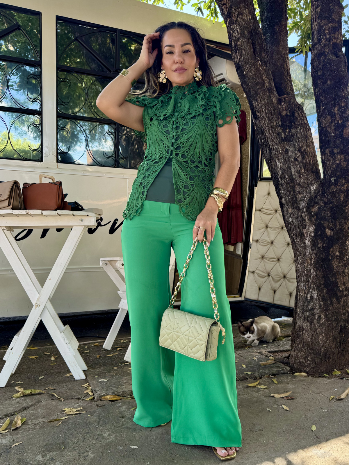 Conjunto Colete Calça Verde - Closet Fashion Truck