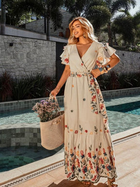 Vestido Bordado Linho Manga - Closet Fashion Truck