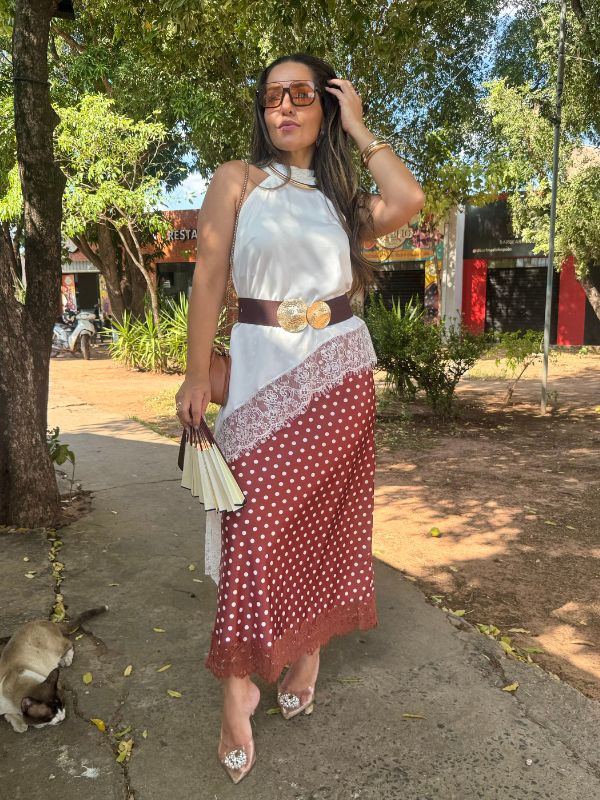 Blusa Cetim com Renda - Closet Fashion Truck