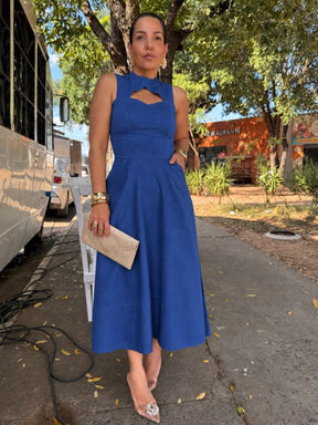 Vestido Tricoline Recorte Frontal - Closet Fashion Truck