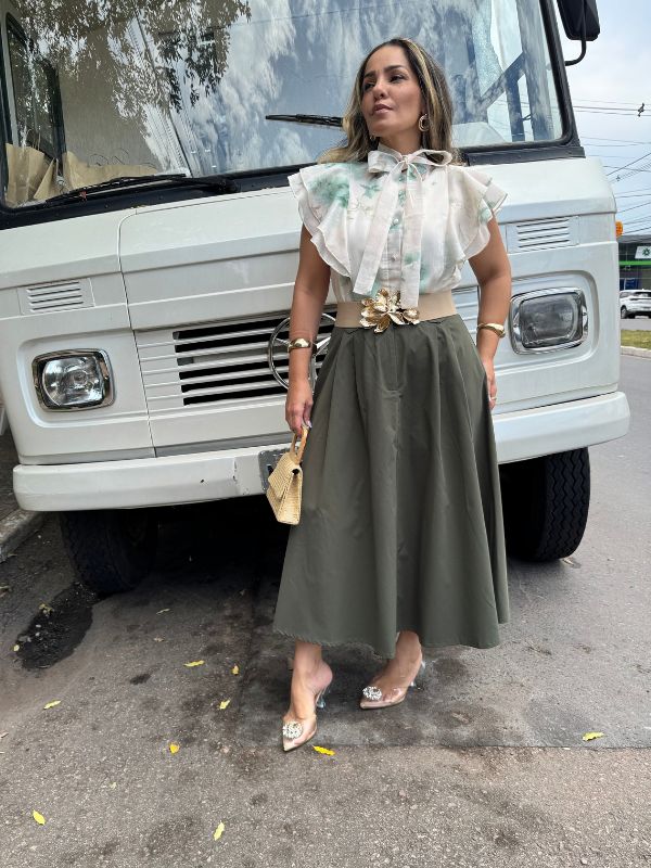 Saia Tricoline com Cinto - Closet Fashion Truck