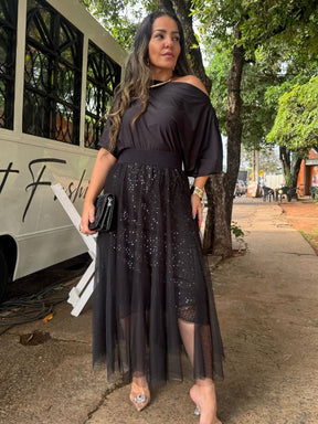 Saia Renda com Lantejoulas - Closet Fashion Truck