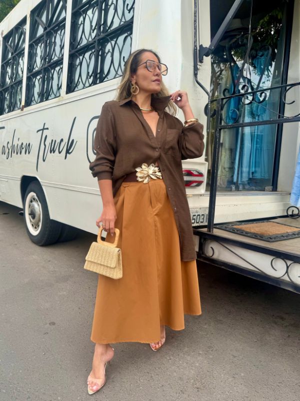 Saia Tricoline com Cinto - Closet Fashion Truck