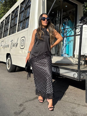 Blusa Cetim com Renda - Closet Fashion Truck