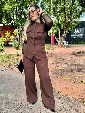 Conjunto Brilhoso Alfaiataria - Closet Fashion Truck
