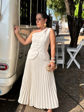 Conjunto Saia Plissada Alfaiataria - Closet Fashion Truck
