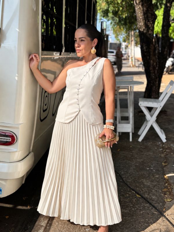 Conjunto Saia Plissada Alfaiataria - Closet Fashion Truck