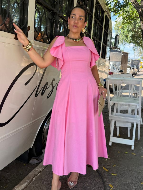 Vestido Tricoline com Manga - Closet Fashion Truck