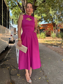 Vestido Tricoline Recorte Frontal - Closet Fashion Truck