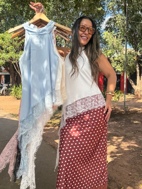 Blusa Cetim com Renda - Closet Fashion Truck