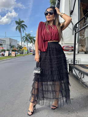 Saia Tule Camadas - Closet Fashion Truck