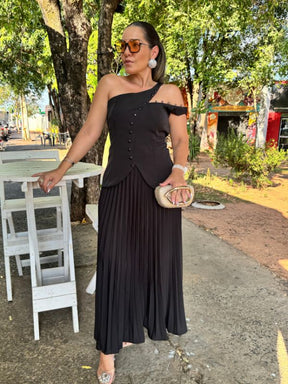 Conjunto Saia Plissada Alfaiataria - Closet Fashion Truck