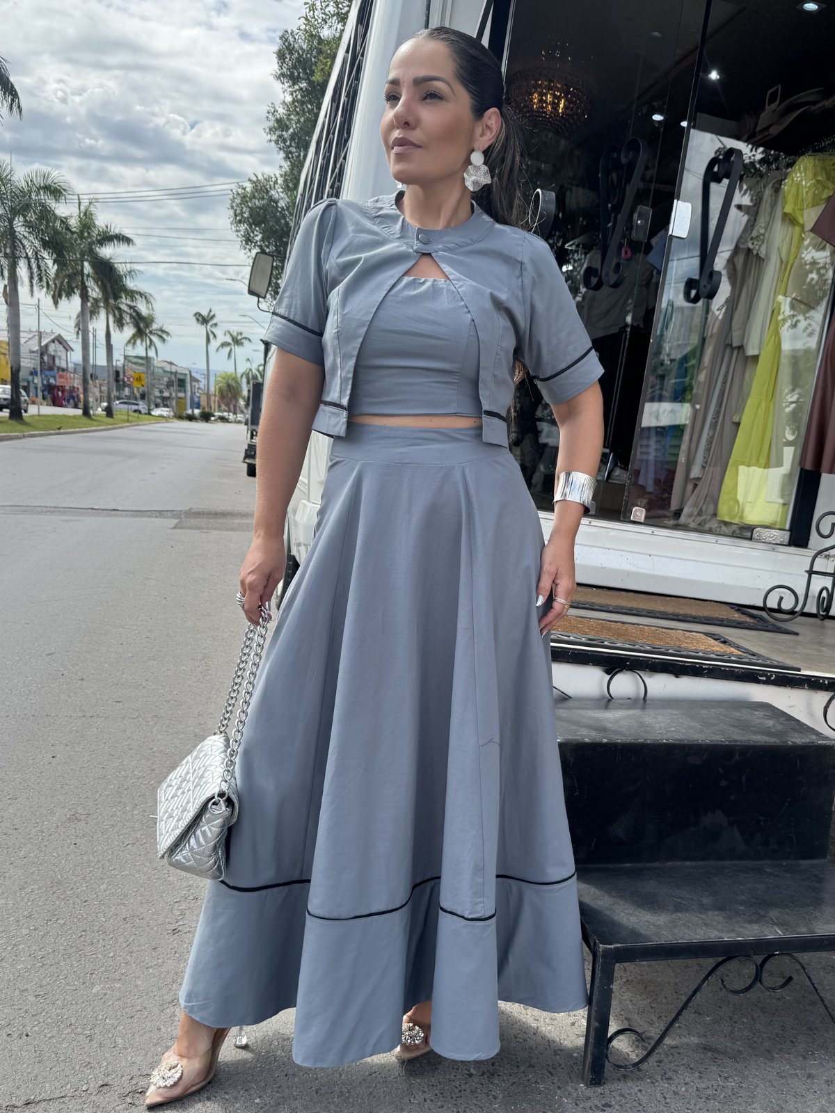 Conjunto Saia Tricoline - Closet Fashion Truck