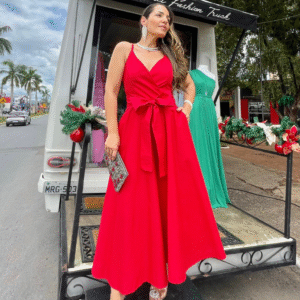 Vestido tricoline gode faixa