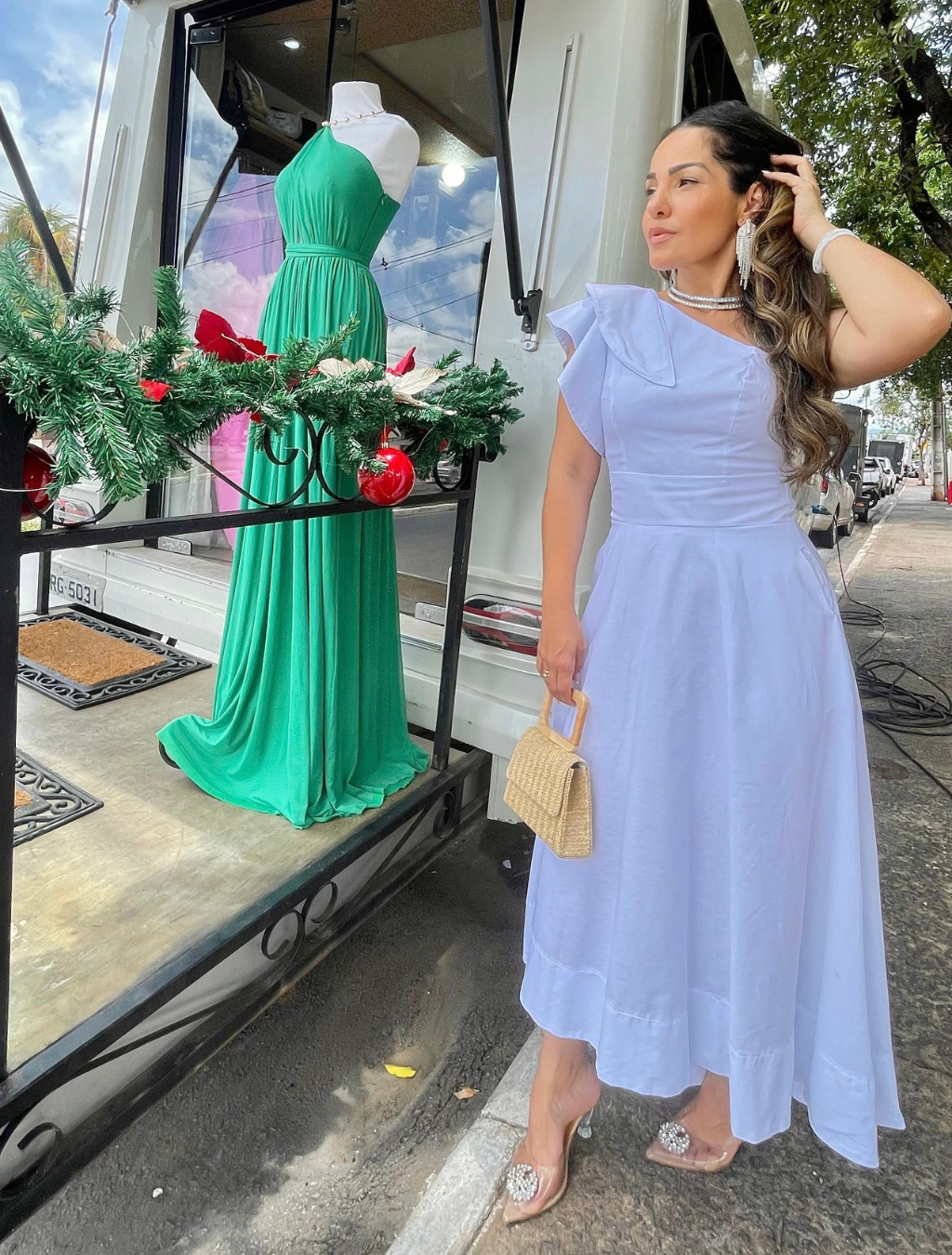 Vestido Tricoline Nula Manga Folha - Imagem 5