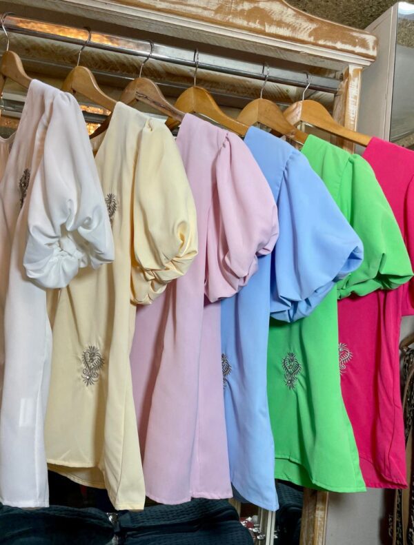 Blusa Bordado crepe seda