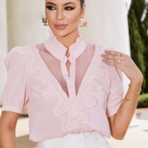 Blusa Camisa Tule Guipir