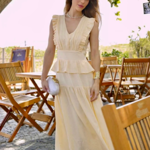 Vestido Linho com Viscose