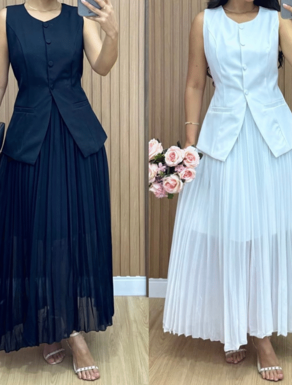 Conjunto Saia pliassada Chifon