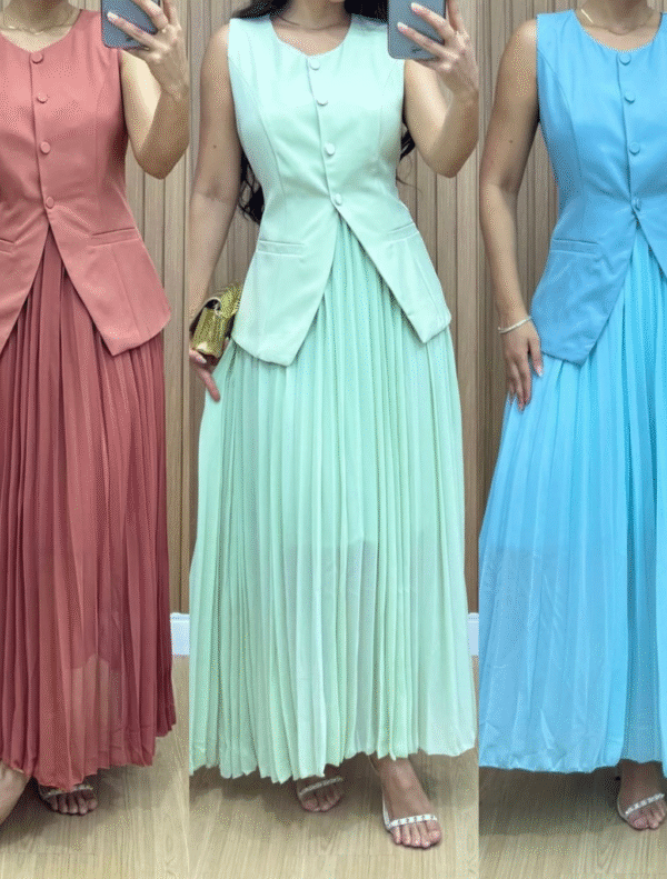 Conjunto Saia pliassada Chifon - Imagem 3