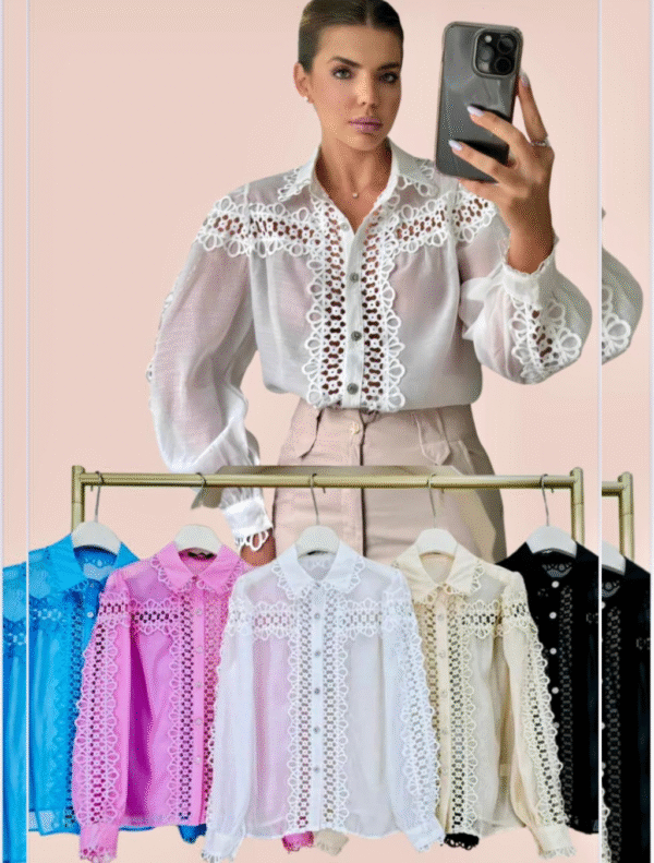 Camisa feminina em organza - Imagem 2