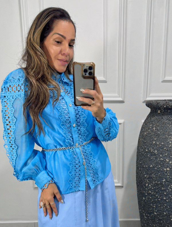 Camisa feminina em organza - Imagem 9