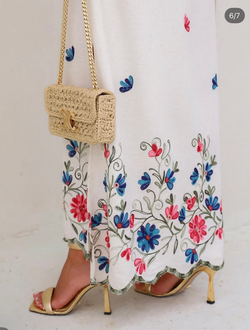 Vestido Linho Bordado Reto - Imagem 5