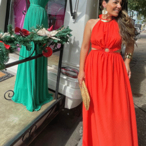 Vestido Longo Crepe Argola