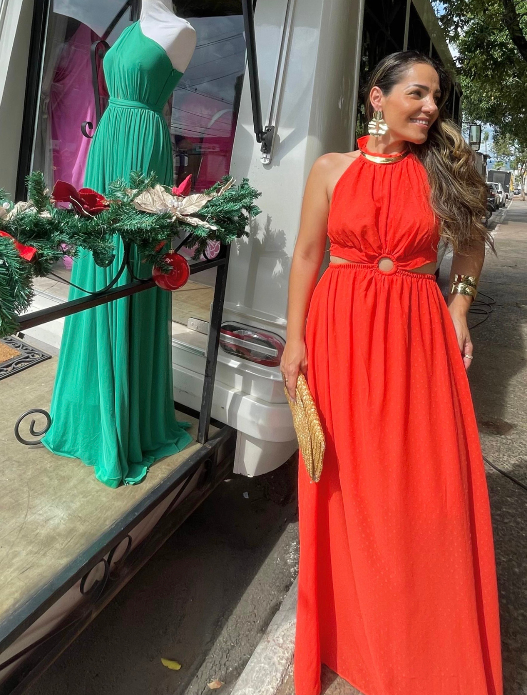 Vestido Longo Crepe Argola