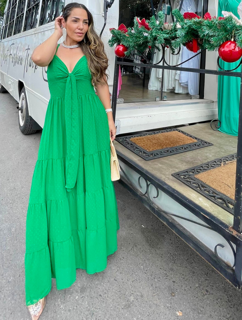 Vestido Longo Crepe Amarração