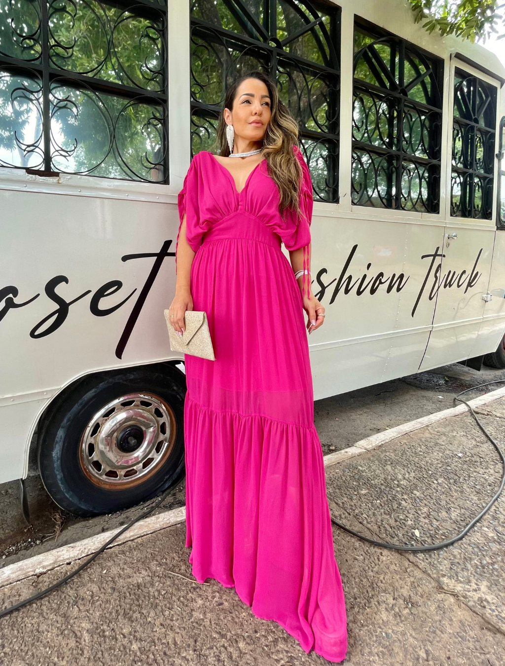 Vestido Manga Franzida