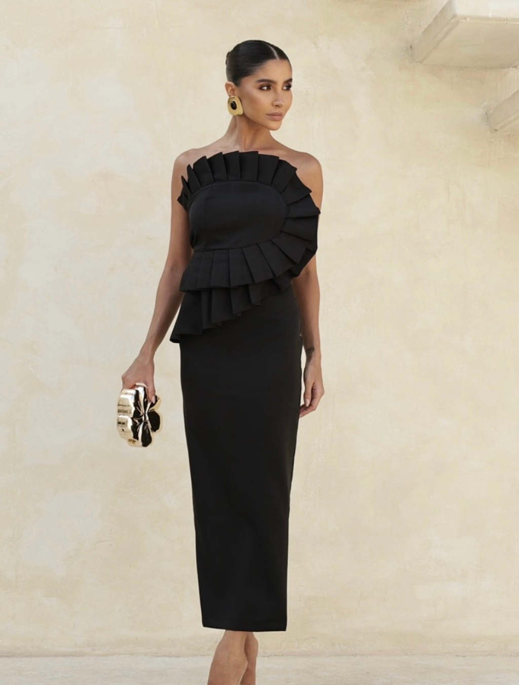 Vestido Reto Alfaiataria Leque - Imagem 2