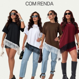 T-Shirt Algodão e Renda